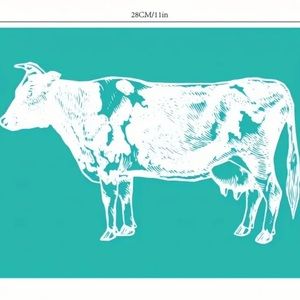 Reusable Self Adhesive Silk Screen Cow Farmhouse Stencil Like Chalk Couture